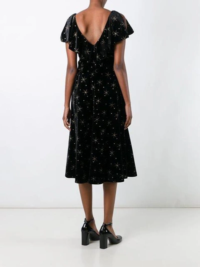 Shop Valentino Star Embroidered Dress In Black