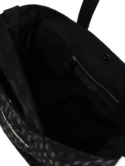 Karl Lagerfeld Monogram Cotton-blend Tote Bag In Black