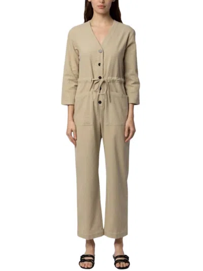 Mod Ref Mavis Three Quarter Sleeve Jumpsuit In Beige