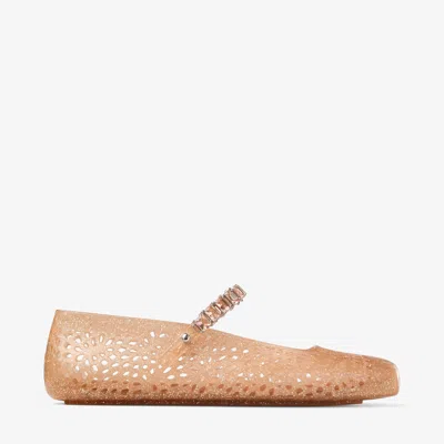 Jimmy Choo Crystal-embellished Cut-out Ballet Flats With Glitter Finish