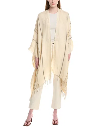 Brunello Cucinelli Striped Fringed Linen-blend Poncho