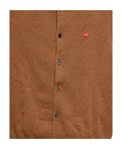 Comme Des Garçons Play Heart-shaped Collage Cardigan In Brown