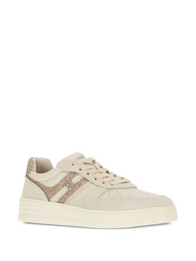 Hogan Suede And Smooth Leather H630 Sneakers With Glittered H
