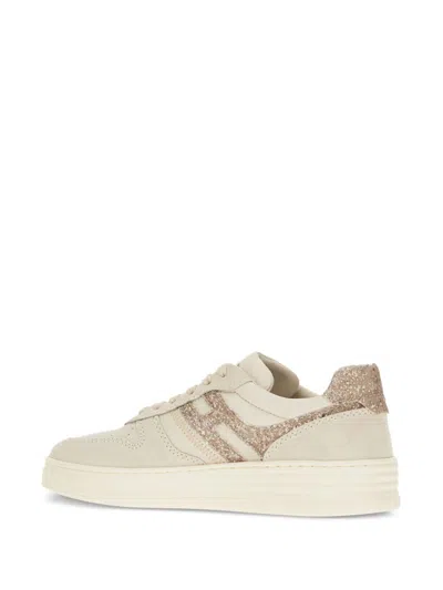Hogan Suede And Smooth Leather H630 Sneakers With Glittered H