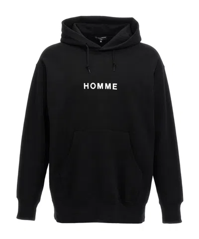 Comme Des Garçons Relaxed-fit Black Hoodie With Front Logo Print