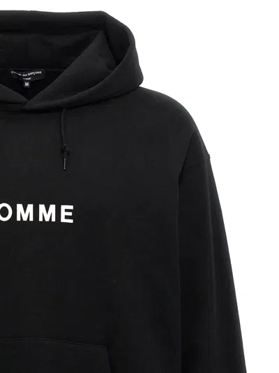 Comme Des Garçons Relaxed-fit Black Hoodie With Front Logo Print