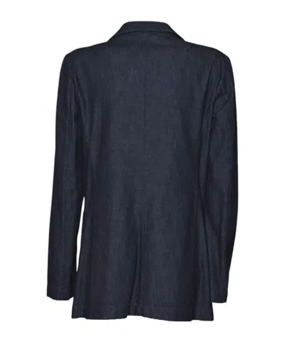 Aspesi Single Breasted Denim Blazer In Blue