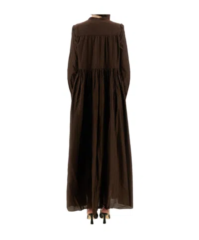 Aspesi Abito Lungo In Mussola Di Puro Cotone - Marrone