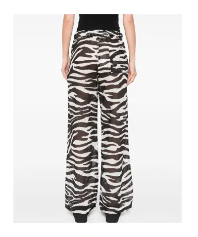 Attico White And Black Long Pant In Animal Print