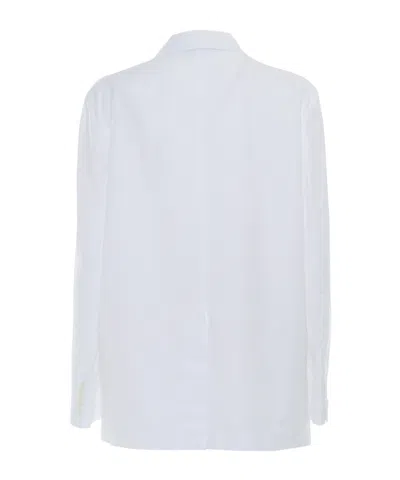 Aspesi Tailored White Double-breasted Blazer With Notched Lapel In White