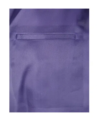 Khaite Semi-transparent Silk Maxi Skirt With Deep Back Slit In Amethyst