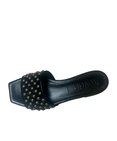 Aeyde Anna Studded Leather Slippers In Black