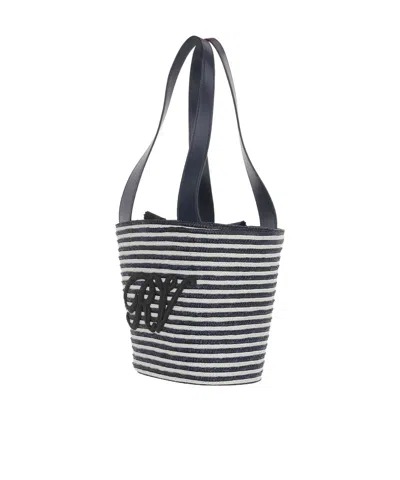Roger Vivier Small Striped Tote Bag With Dual Handles