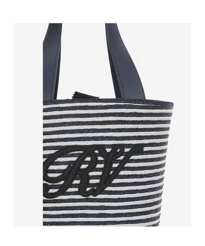 Roger Vivier Small Striped Tote Bag With Dual Handles