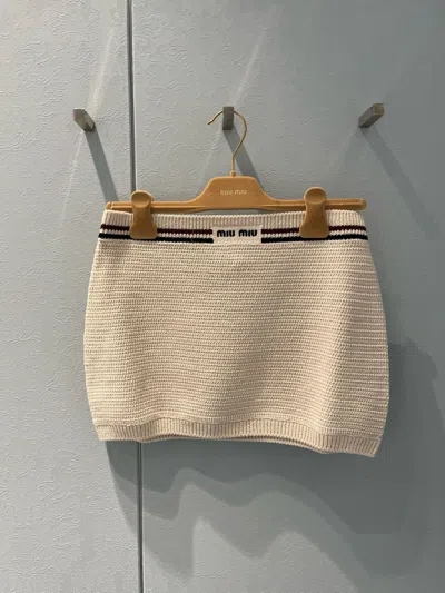 Miu Miu Mini-jupe En Tricot De Coton In White