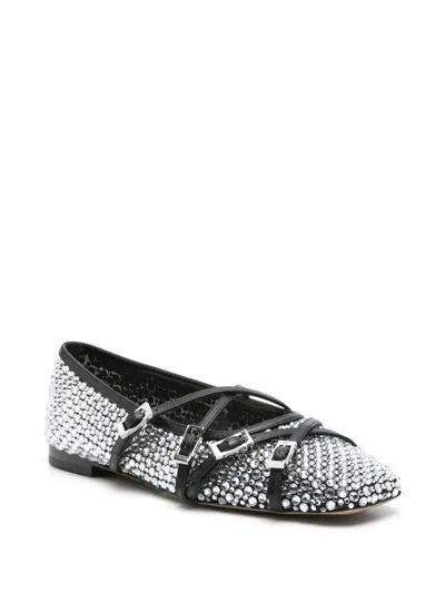 Mach&mach Crystal Net Square Toe Ballerinas With Straps 10mm By Mach