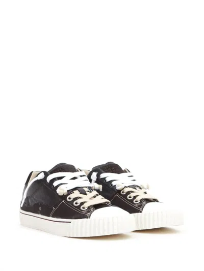 Maison Margiela Black Leather And Canvas New Evolution Sneakers