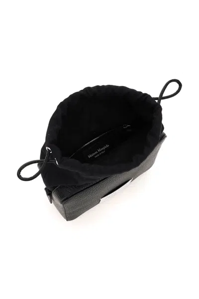 Maison Margiela Woman Black Leather And Fabric 5ac Bucket Bag