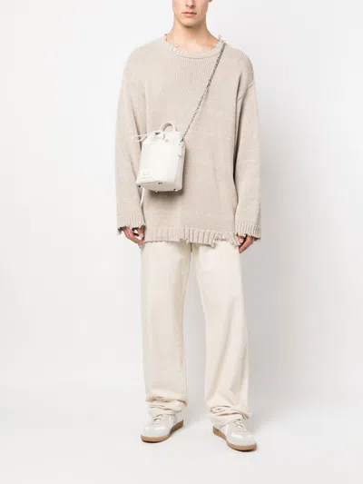 Maison Margiela Chalk Leather And Canvas Mini 5ac Bucket Bag