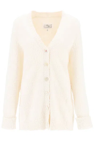 Maison Margiela Ivory Cotton Blend Oversize Cardigan In Neutral