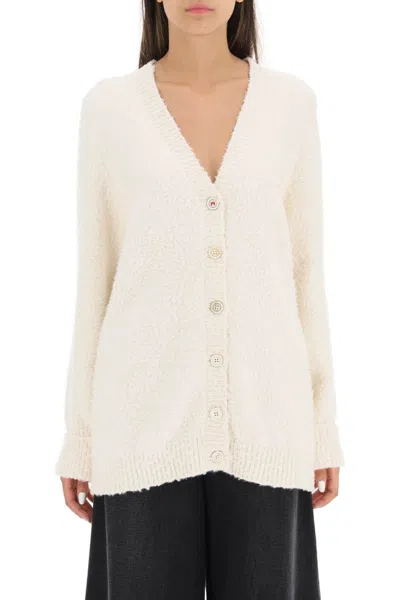 Maison Margiela Ivory Cotton Blend Oversize Cardigan In Neutral