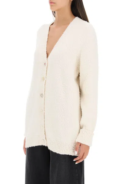 Maison Margiela Ivory Cotton Blend Oversize Cardigan In Neutral