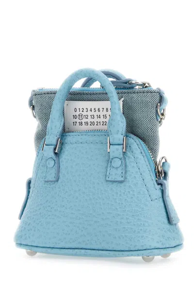 Maison Margiela Light Blue Leather And Fabric 5ac Classique Baby Handbag