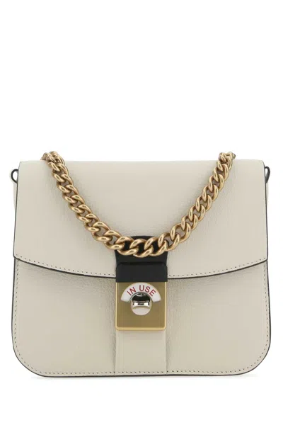 Maison Margiela Two-tone Leather And Cotton New Lock Square Handbag