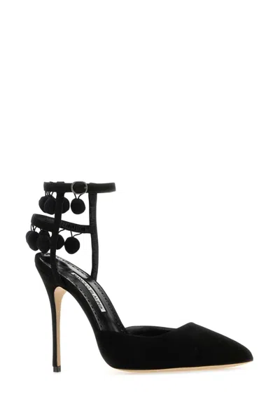 Manolo Blahnik Black Suede Tumusami Pumps