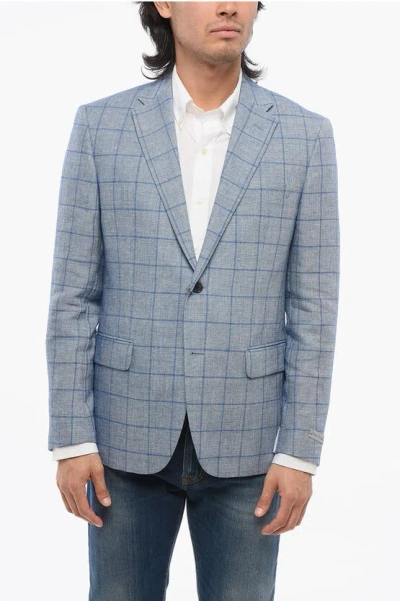 Nino Danieli Single-breasted Checkered Linen Blend Blazer