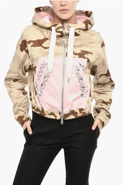 Dsquared2 Camouflage Lightweight Jacket With Hodd And Jewels