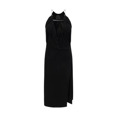 Givenchy Viscose Dress With Embellished Neckline And Draped Detailing