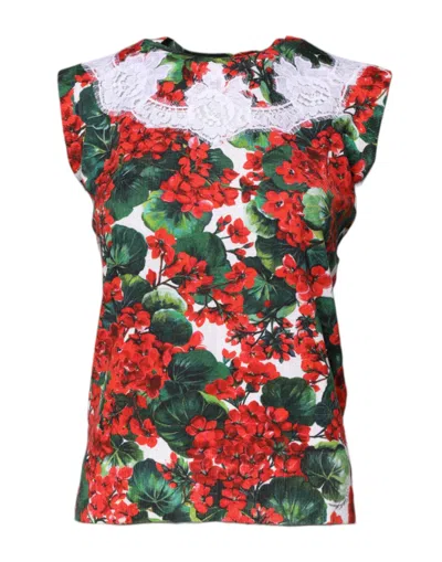 Dolce & Gabbana White Floral Wool Lace Vest Tank Top