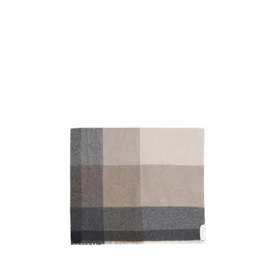 Brunello Cucinelli Wool And Cashmere Scarf With Check Motif
