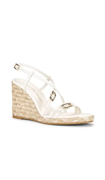 Stuart Weitzman Georgie Strappy Wedge Espadrille Sandals In White