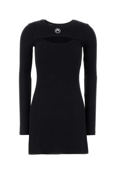 Marine Serre Crescent Moon-embroidered Mini Dress In Black