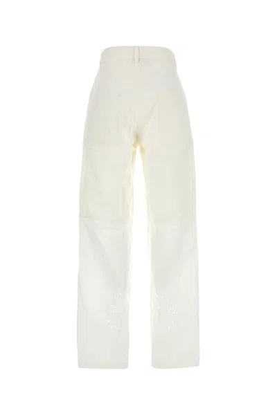 Marine Serre Cotton Trousers With Embroidered Pockets In White