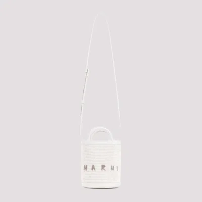 Marni Ivory Leather And Raffia Tropicalia Bucket Bag