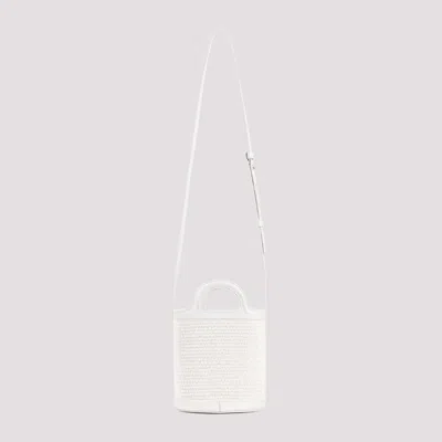 Marni Ivory Leather And Raffia Tropicalia Bucket Bag