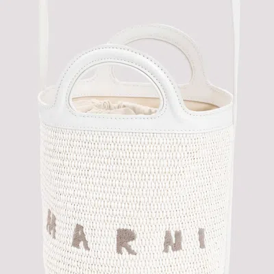 Marni Ivory Leather And Raffia Tropicalia Bucket Bag