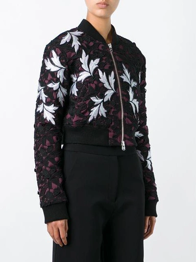 Shop Self-portrait Lace Overlay Cropped Jacket In Black
