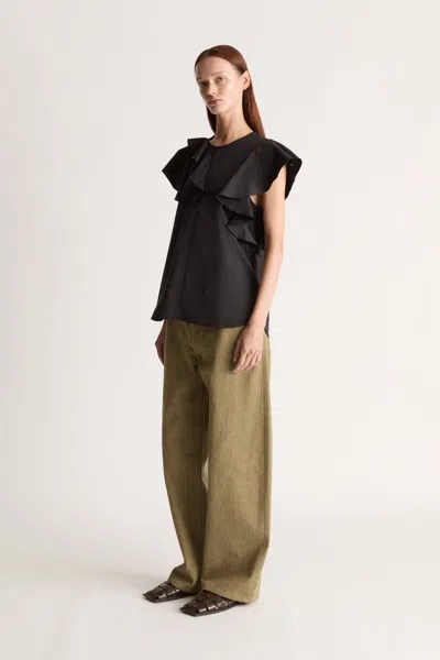 Lee Mathews Ella Ruffle-detail Blouse In Blue