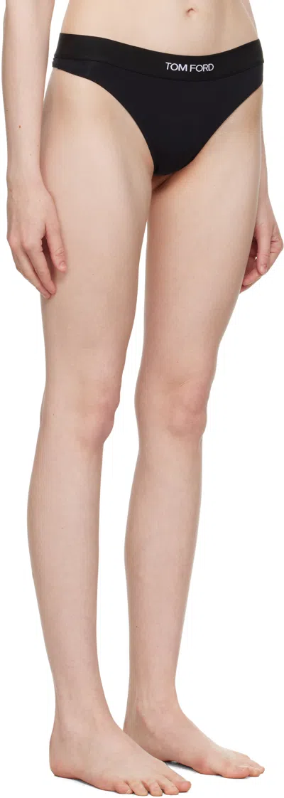 Tom Ford Modal Signature Thong Briefs In Black