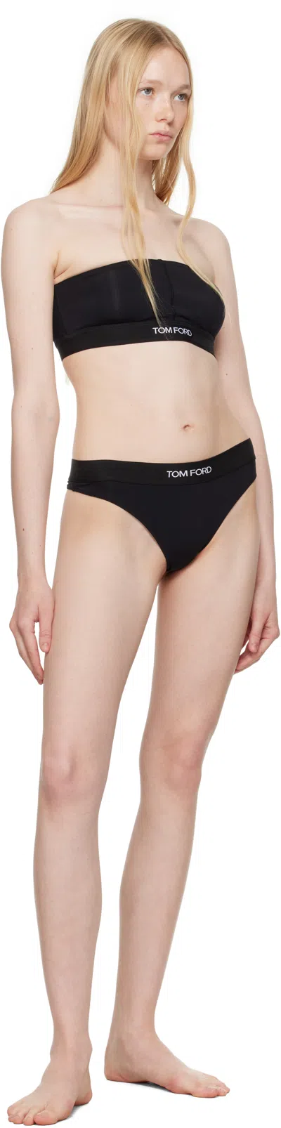 Tom Ford Modal Signature Thong Briefs In Black