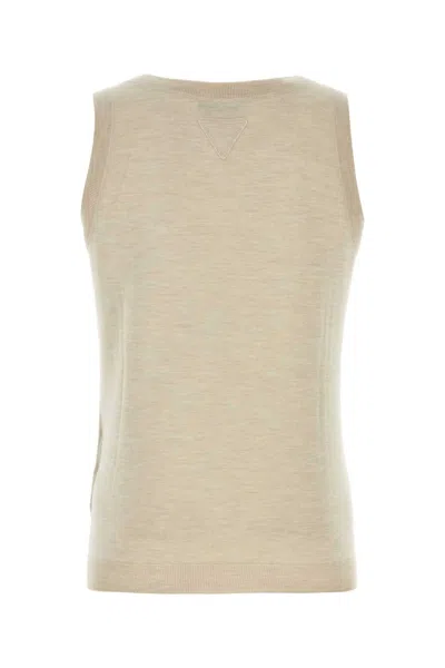 Prada Melange Sand Cashmere Tank Top