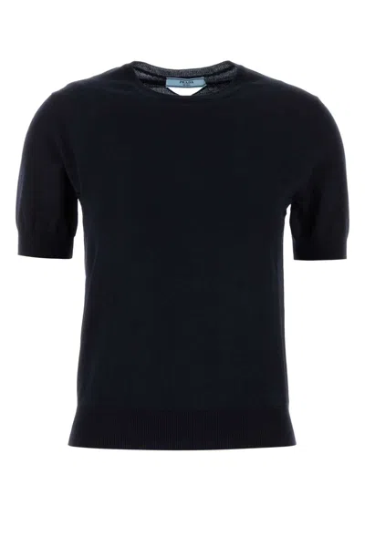 Prada Midnight Wool Short Sleeve Sweater