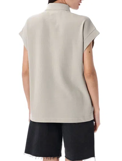 Saint Laurent Cassandra Cap Sleeve Polo Top