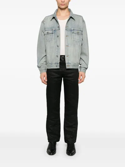 Saint Laurent Structured Denim Trucker Jacket With Pockets