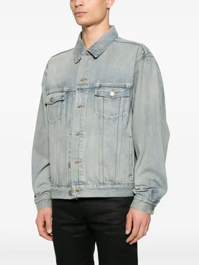 Saint Laurent Structured Denim Trucker Jacket With Pockets