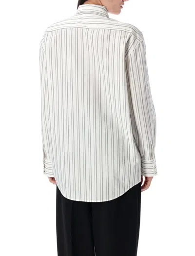Saint Laurent Striped Cotton Shirt Curved Hem